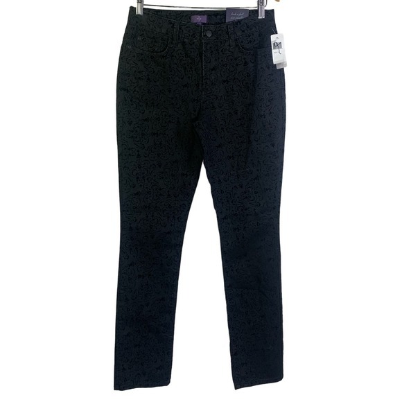 NYDJ Black Jacquard Ankle Slim Straight Jeans‎ - NWT - Picture 2 of 16